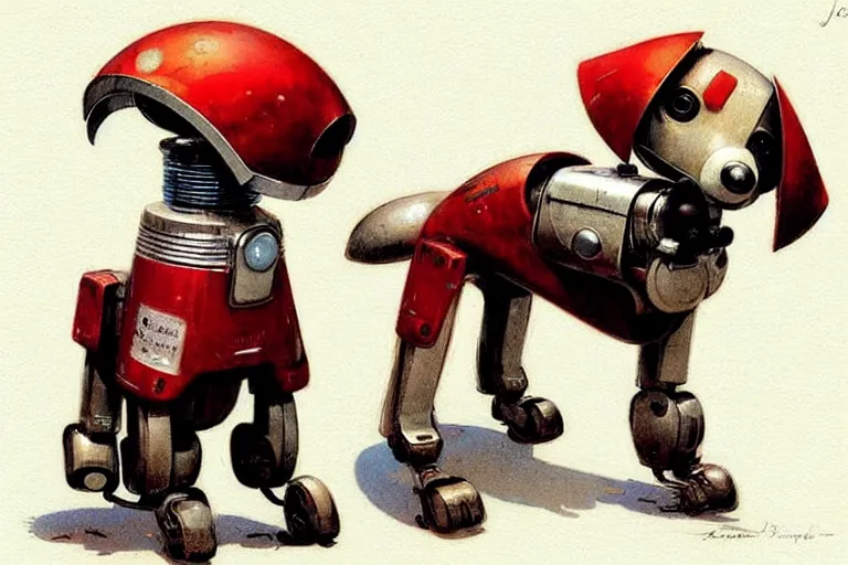 Image similar to scout ( ( ( ( ( 1 9 5 0 s retro future robot android dog. muted colors. ) ) ) ) ) by jean baptiste monge!!!!!!!!!!!!!!!!!!!!!!!!! chrome red