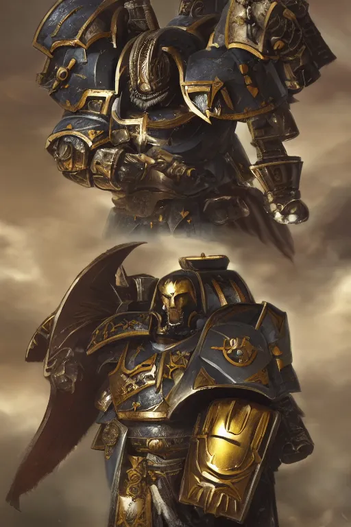 Image similar to armor portrait heros warhammer 4 0 k horus heresy fanart - the primarchs emperor by johannes helgeson animated with vfx concept artist & illustrator global illumination ray tracing hdr fanart arstation zbrush central hardmesh 8 k octane renderer comics stylized