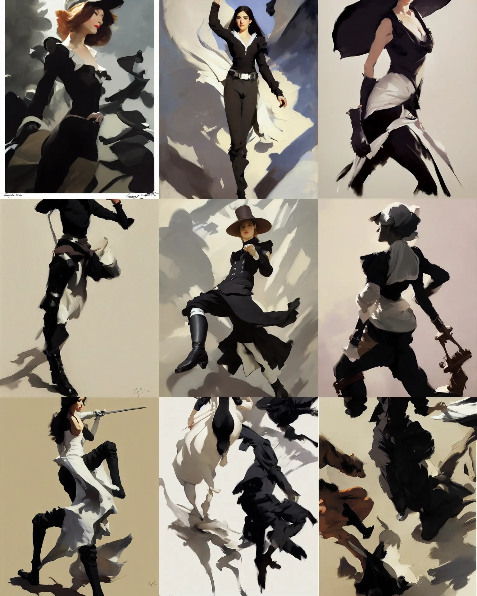 Image similar to black white cloth fabric jodhpurs greg manchess painting by sargent and leyendecker, studio ghibli, fantasy, medium shot, asymmetrical, intricate, elegant, matte painting, illustration, hearthstone, by greg rutkowski, by greg tocchini, by james gilleard, by joe fenton