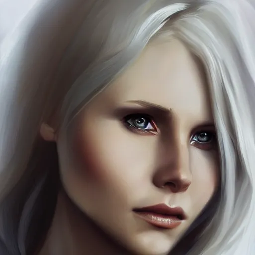 Prompt: woman with blonde hair like kristen bell, portrait, oil painting, intricate complexity, rule of thirds, trending on pixiv, by Charlie Bowater, 8k character concept, dramatic lighting