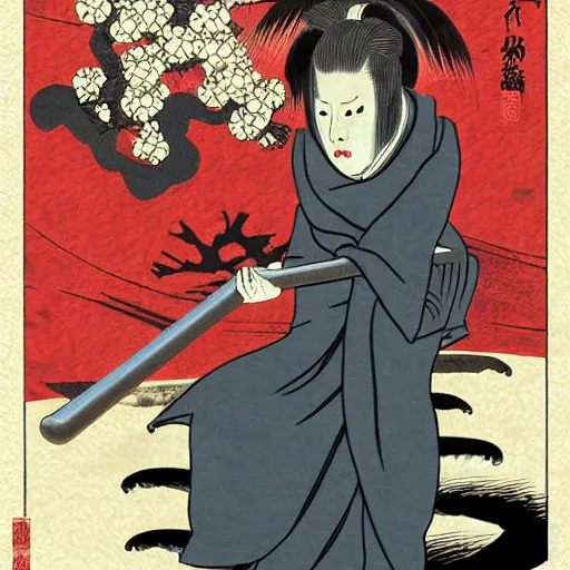 Image similar to horror detailed digital art, ukiyo e style