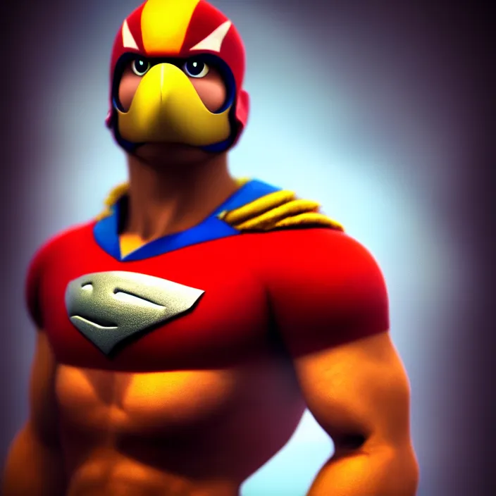 Prompt: cinematic portrait, captin falcon from super smash brothers, head and chest only, thawan duchanee, masterpiece, cinematic composition, dramatic pose, beautiful lighting, sharp, details, hyper - detailed, hd, 4 k