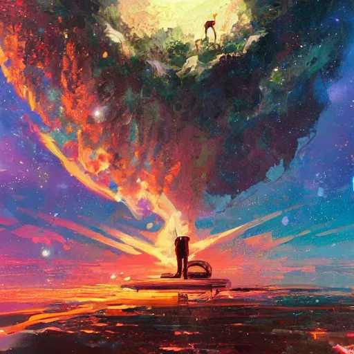 Image similar to eisberg floating in space, by anato finnstark, by alena aenami, by john harris, by ross tran, by wlop, by andreas rocha