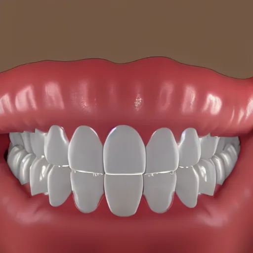 Image similar to poorly rendered 3 d set of teeth