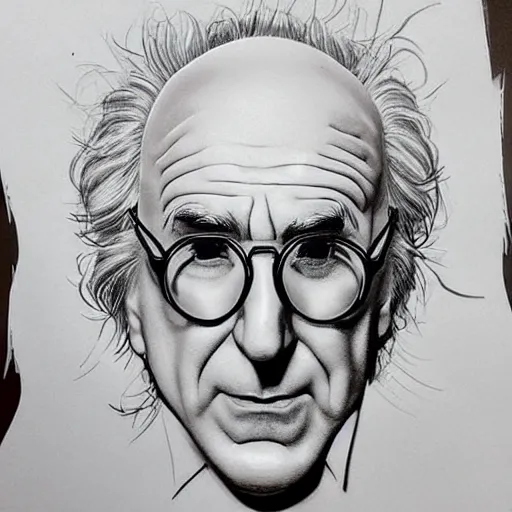 Image similar to tattoo design, stencil, larry david crying, dices surrounding by artgerm, artgerm, anime