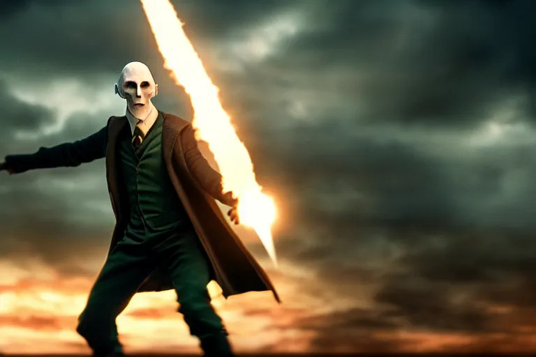 Prompt: volan de mort with a rocket launcher, harry potter movie screenshot, symmetry, cinematic, elegant, luxury, perfect light, perfect composition, dlsr photography, sharp focus, 8 k, ultra hd, sense of awe, highly detailed, realistic, intricate