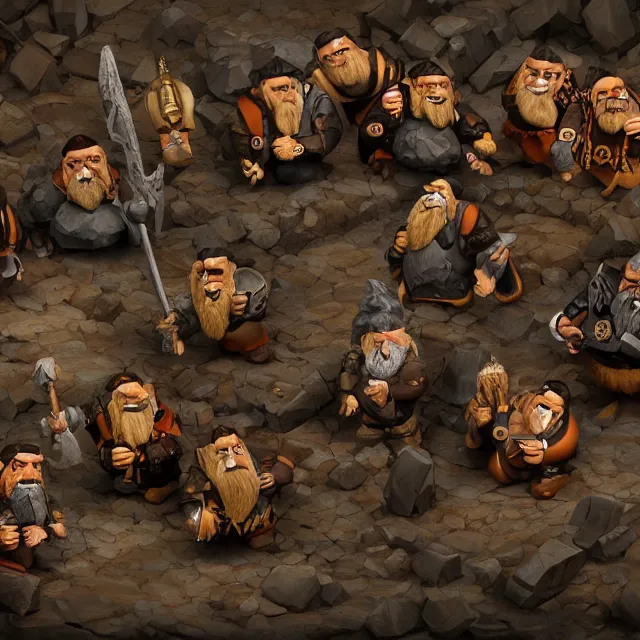 Image similar to dwarves, with beards, deep underground, mining for minerals, fighting bugs, detailed, 4 k