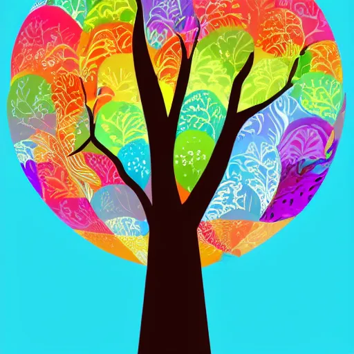 Prompt: colorful world tree shaded vector art. shutterstock. behance hd, artstation, illustration