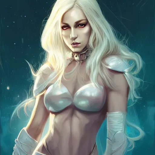 Image similar to White pink blonde fantasy paladin with slim elegant features, by Anato Finnstark and Randy Vargas, artgerm, digital illustration, beautiful, concept art