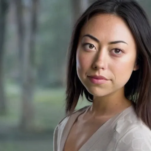 Image similar to a mix between karen fukuhara and aubrey plaza