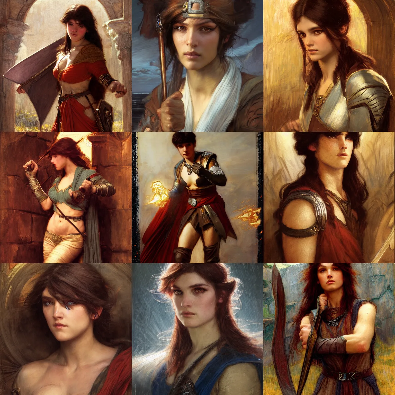 Prompt: fighter dungeons and dragons player character portrait by john william waterhouse and Edwin Longsden Long and Theodore Ralli and gaston bussiere. Cinematic, hyper realism, dramatic lighting, high detail 8k