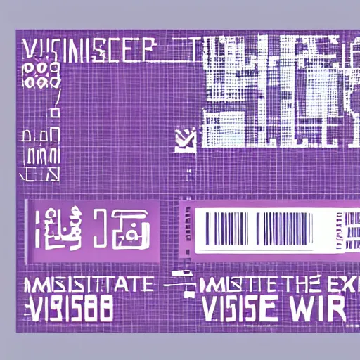 Image similar to “ to the metaverse ” text, vector graphic design of pale pink airline tickets that read “ to the metaverse ” in bold text, alien ar code and e - ink display, highly detailed, no noise, coherent text english characters