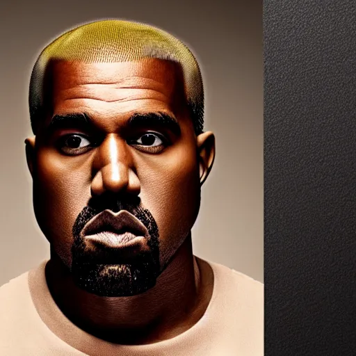 Image similar to a face of kanye west made of congee, michelin star photography