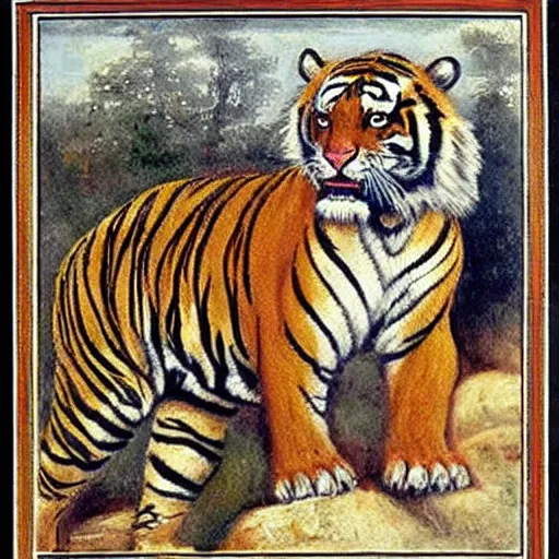 Image similar to a tiger with the body of a man,