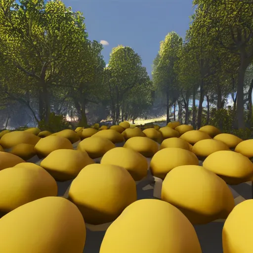 Image similar to a render of a low polygon lemon, unreal engine