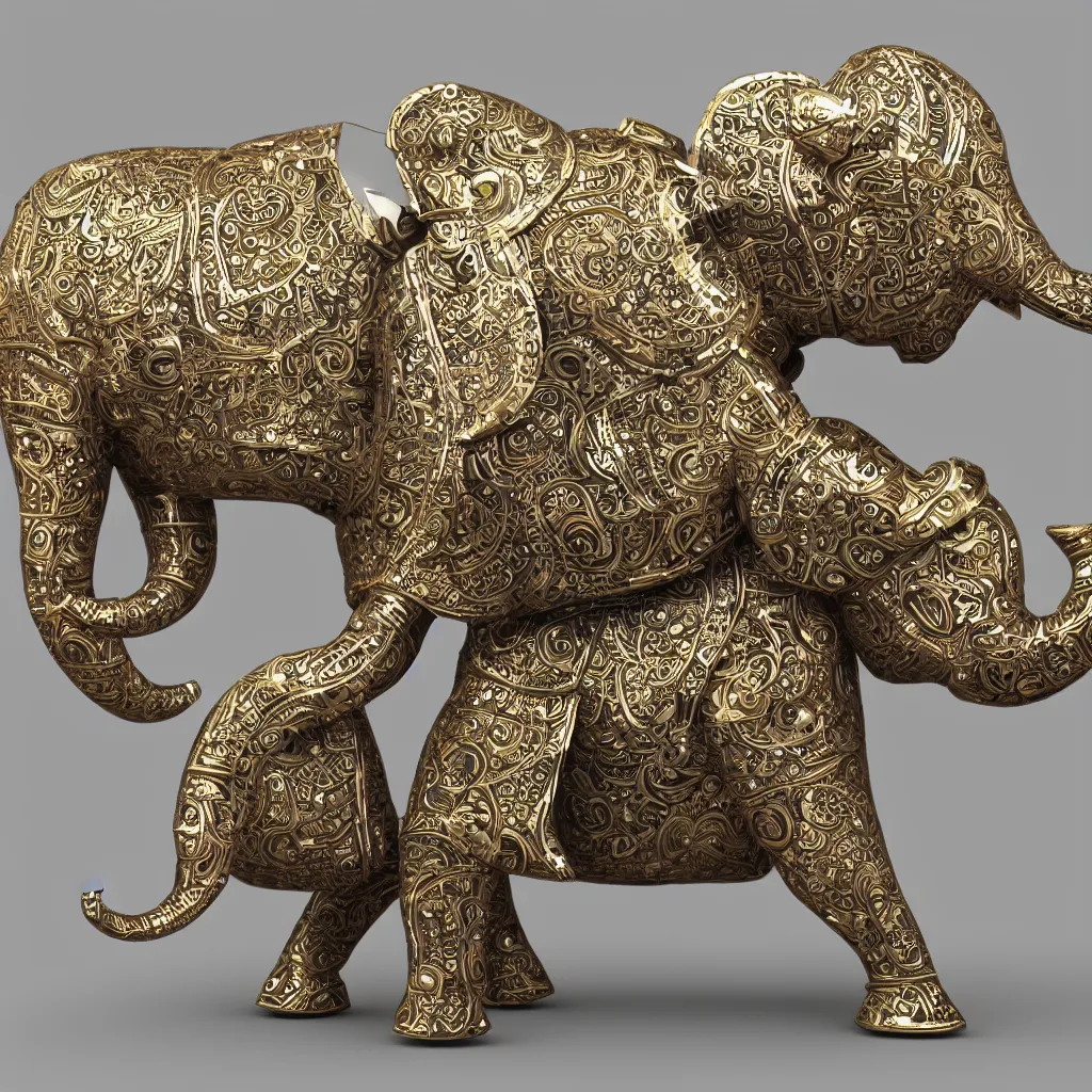 Image similar to 3 d render of a beautiful decorated robotic elephant