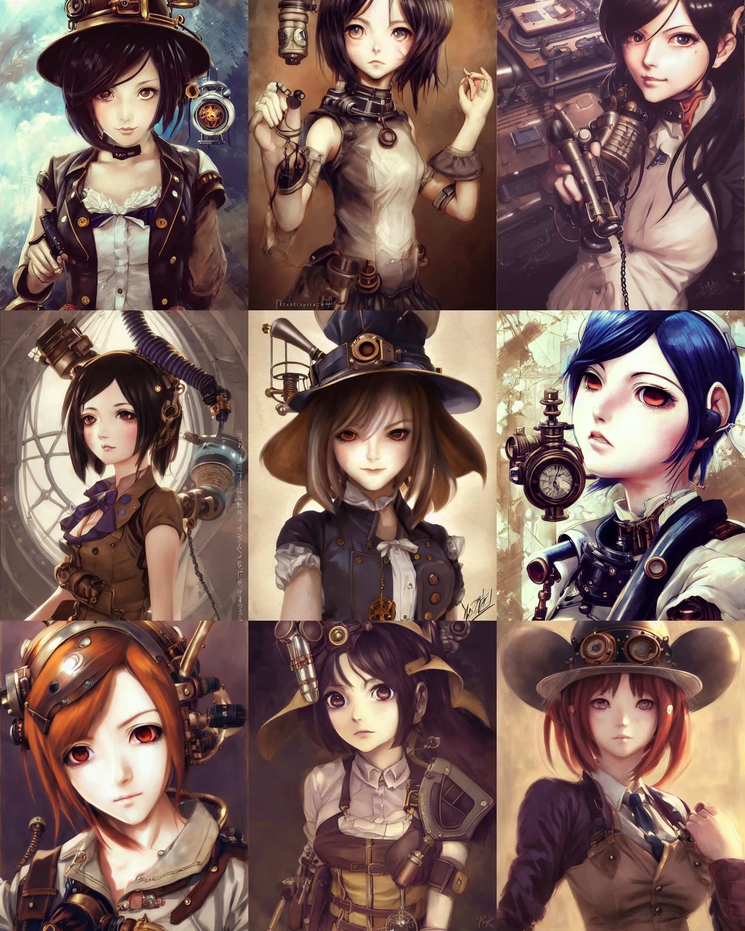 Prompt: portrait anime girl steampunk cute - fine - face, pretty face, realistic shaded perfect face, fine details. anime. bioshock steampunk realistic shaded lighting by katsuhiro otomo ghost - in - the - shell, magali villeneuve, artgerm, rutkowski jeremy lipkin and giuseppe dangelico pino and michael garmash and rob rey