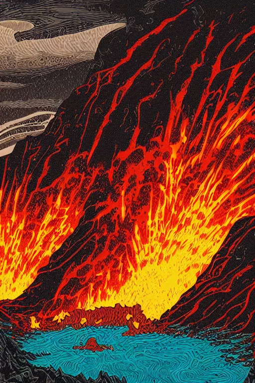 Image similar to an erupting volcano by dan mumford