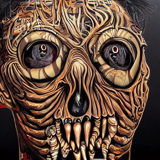Image similar to a surreal face graffiti intricate sketch by Nychos, highly detailed, Arstation trending 8k