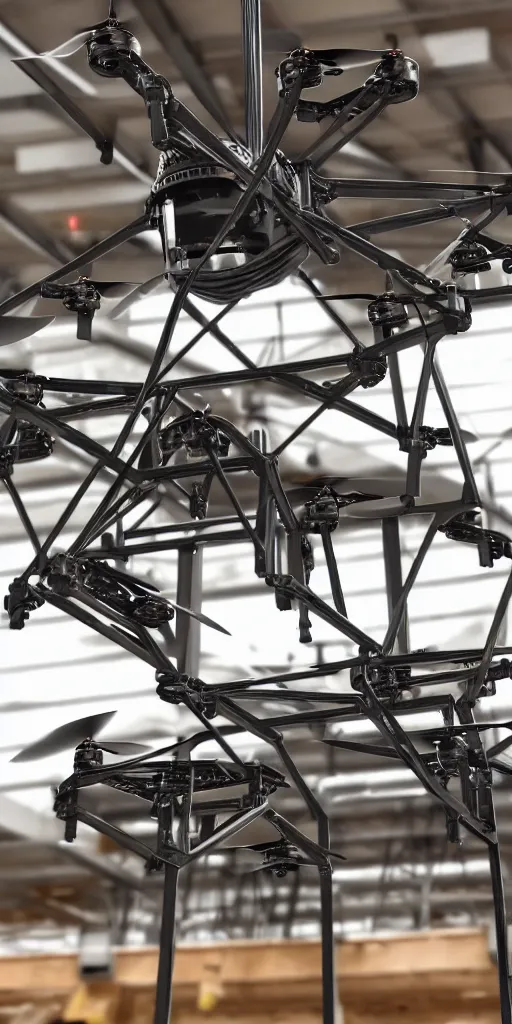 Image similar to a mechanical highly detailed drone big enough to live inside hovering