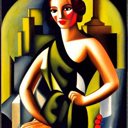 Prompt: art deco scenic, old movie, highly detailed, photorealistic, by tamara lempicka