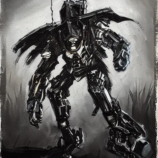 Prompt: hunt showdown mech boss in dark lair painting