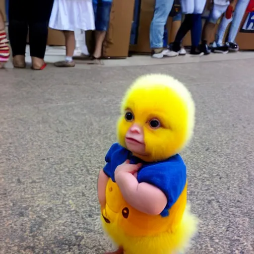 Image similar to cute baby chick dressed as an inmate