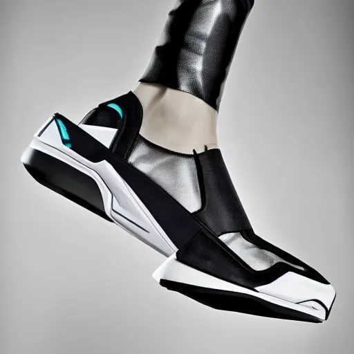 Image similar to futuristic sneakers based off bmw 8 i, insanely integrate, award winning photo for fashion magazine, studio light