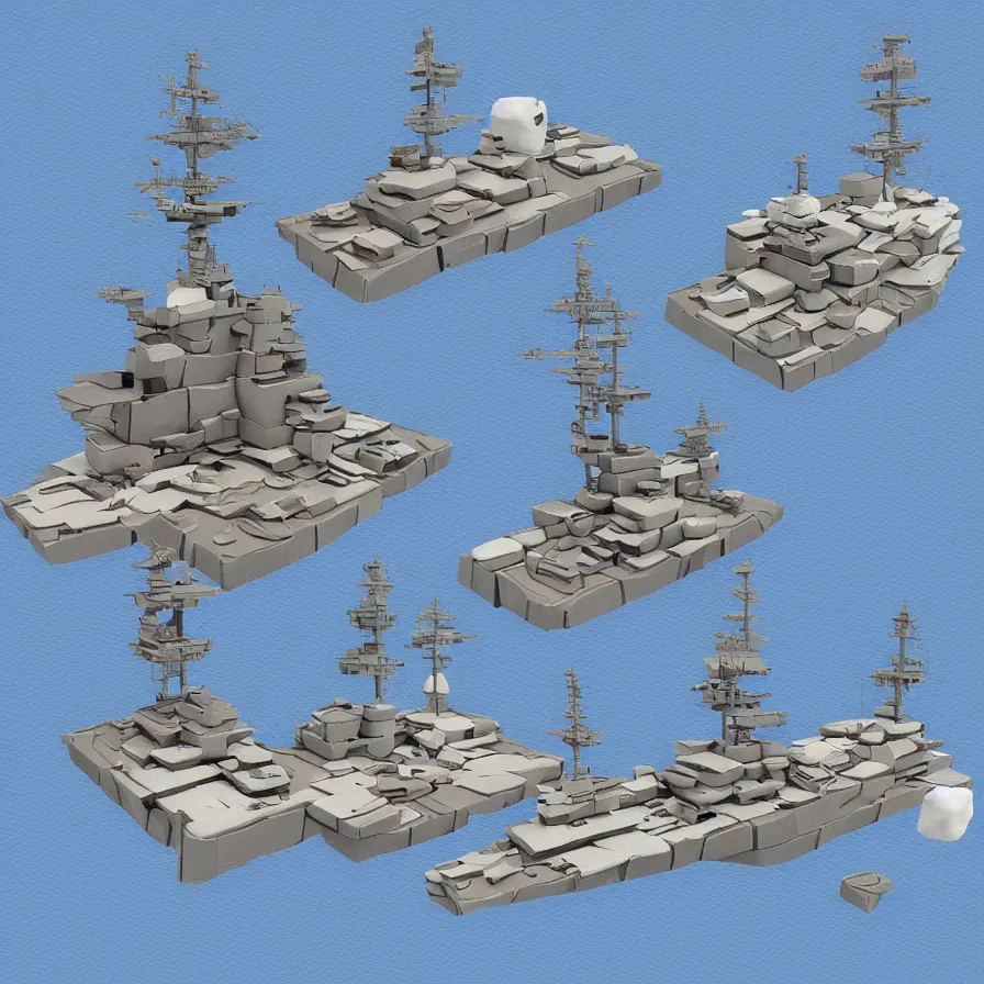 Prompt: “textured marshmallow battleship”