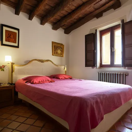 Image similar to the interior of a bedroom in italy