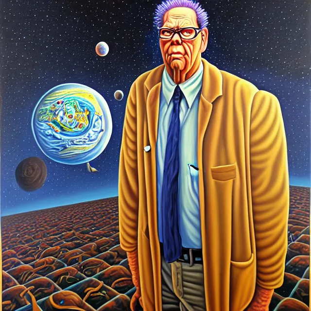 Prompt: an oil on canvas portrait painting of hank from king of the hill, surrealism, surrealist, cosmic horror, rob gonsalves, high detail