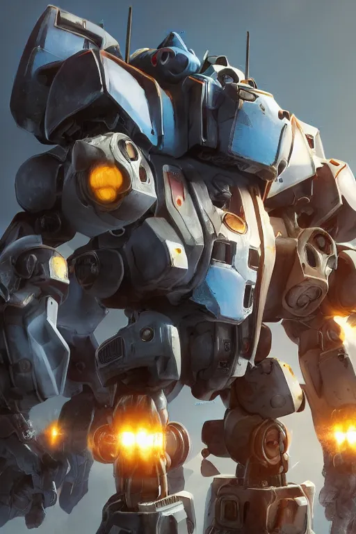 Image similar to mechwarrior 5 : mercenaries mech megaman transformer robot boss tank engine game octane render, 4 k, hd 2 0 2 2 3 d cgi rtx hdr style chrome reflexion glow fanart, global illumination ray tracing hdr fanart arstation by ian pesty by jesper ejsing pixar and disney unreal zbrush central hardmesh