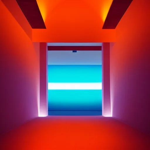 Image similar to photo of a james turrell skyspace neon colors