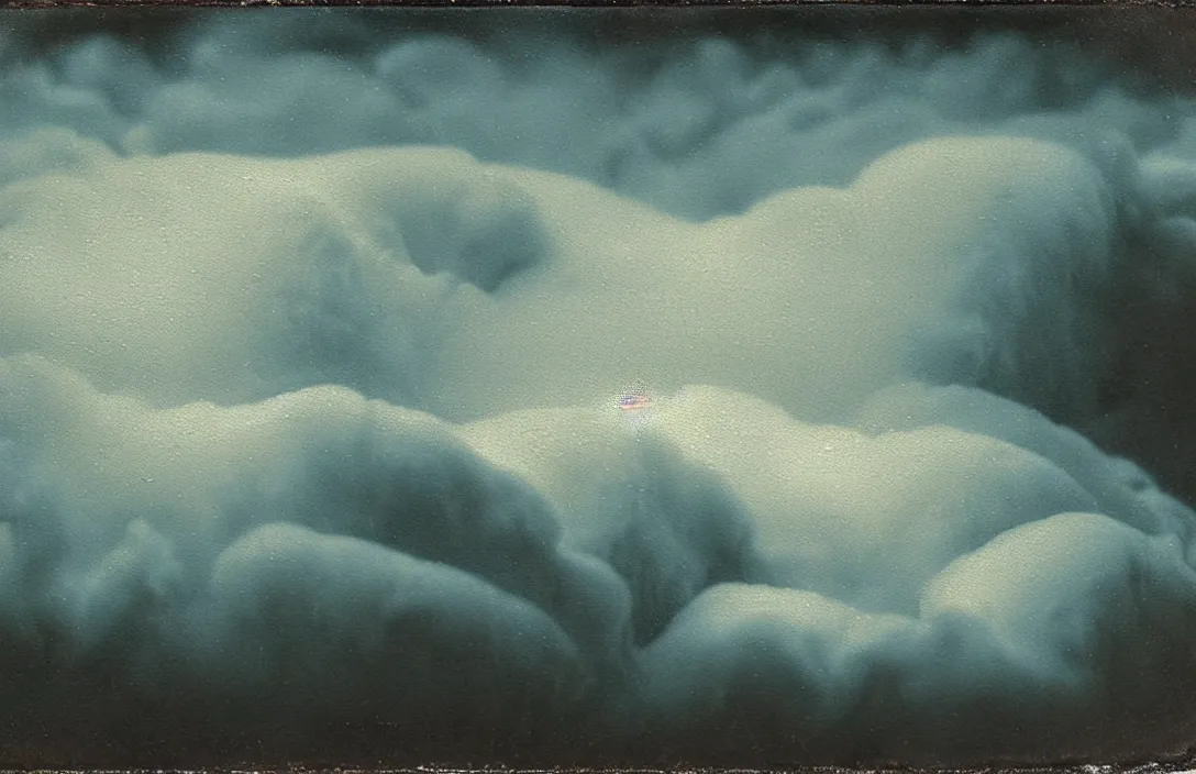 Image similar to minuscule curls of white foam painting by claude gellee intact flawless ambrotype from 4 k criterion collection remastered cinematography gory horror film, ominous lighting, evil theme wow photo realistic postprocessing umbrian hills dissolving into mist under a limpid blue sky chaos and eternal night of heavenly muse to the dark descent, matte painting jan van der heyden