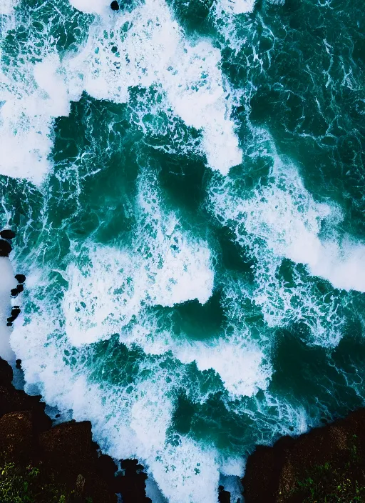 Prompt: a view of the ocean from a cliff, a tilt shift photo by liam wong, unsplash, naturalism, cinematic view, terragen, shot on 7 0 mm