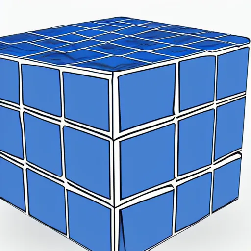 Prompt: blue cube top down view on white table