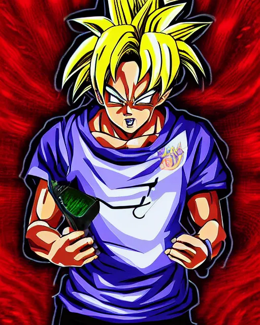 Image similar to juice wrld legends never die in the style of dragon ball z digital painting anime art