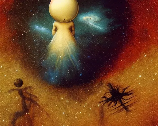 Image similar to universe a cosmology quest a mental state of ideas, a closeup simple vector pop surrealism, by ( leonardo da vinci ) and greg rutkowski and rafal olbinski