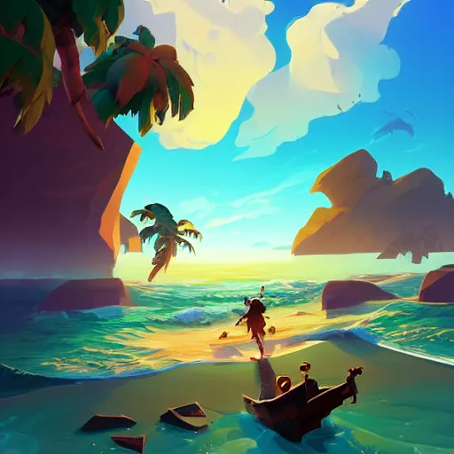 Image similar to painting treasure on sea of thieves game smooth median photoshop filter cutout vector, behance hd by jesper ejsing, by rhads, makoto shinkai and lois van baarle, ilya kuvshinov, rossdraws global illumination