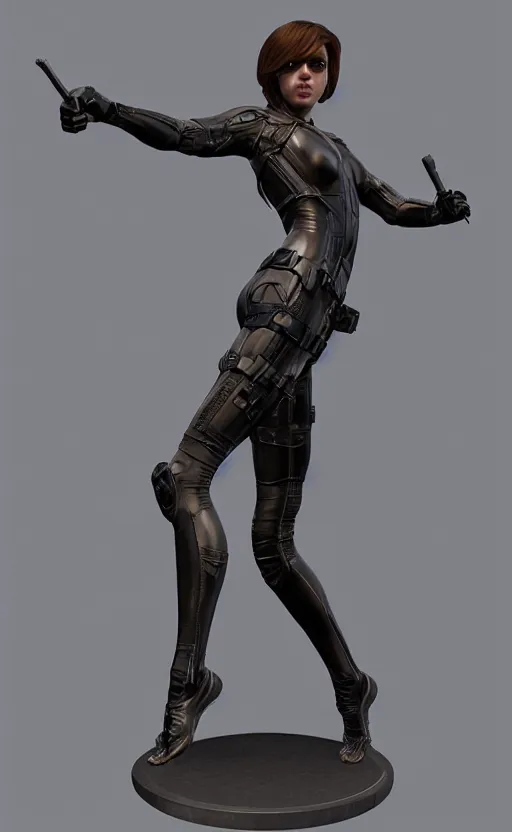 Image similar to black widow, bronze statue, unreal engine, high detailed