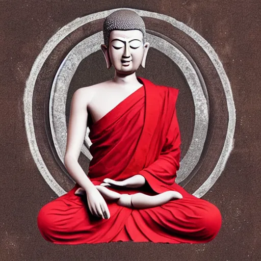 Prompt: buddhist meditating, full body, hand gesture, photorealistic art