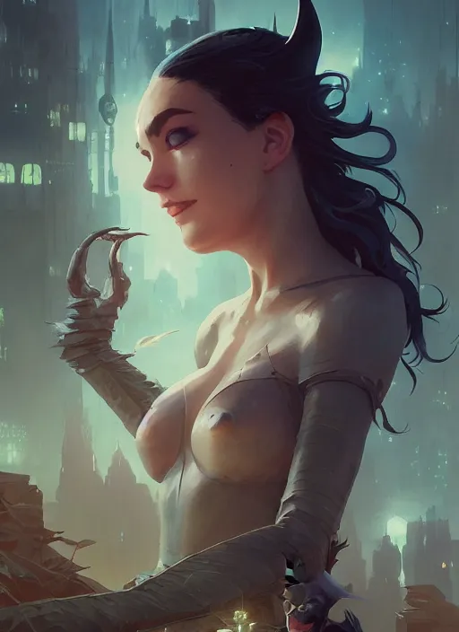 Image similar to highly detailed portrait of batman, unreal engine, fantasy art by greg rutkowski, loish, rhads, ferdinand knab, makoto shinkai and lois van baarle, ilya kuvshinov, rossdraws, tom bagshaw, alphonse mucha, global illumination, radiant light, detailed and intricate environment