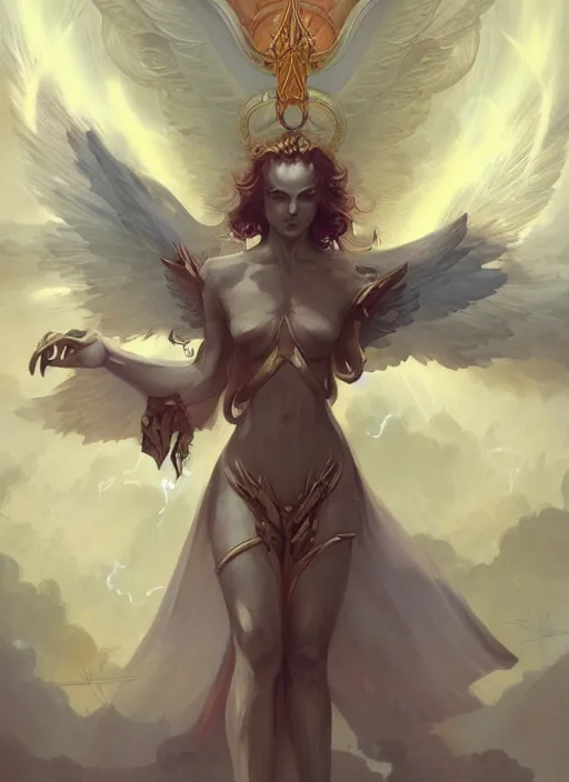 Image similar to archangel metatron detailed illustration by peter mohrbacher and by jon foster trending on artstation