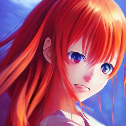 Image similar to anime portrait of asuka langley as an anime girl by Stanley Artgerm Lau, WLOP, Rossdraws, James Jean, Andrei Riabovitchev, Marc Simonetti, and Sakimichan, trending on artstation