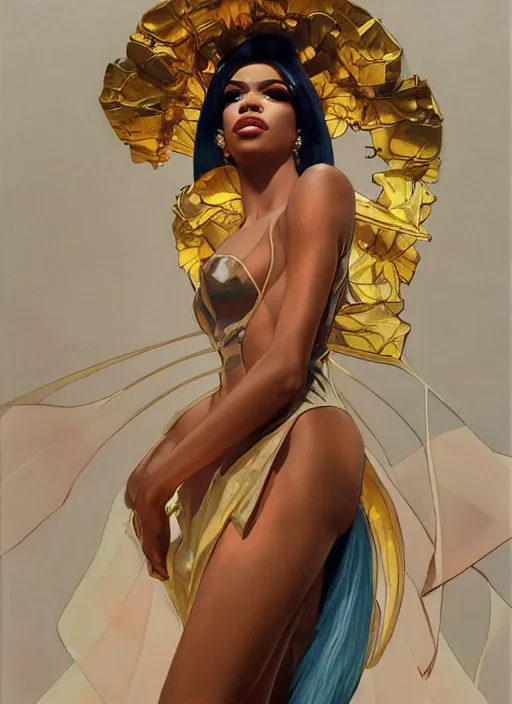 Image similar to naomi smalls, drag queen, painting by artgerm and greg rutkowski and alphonse mucha