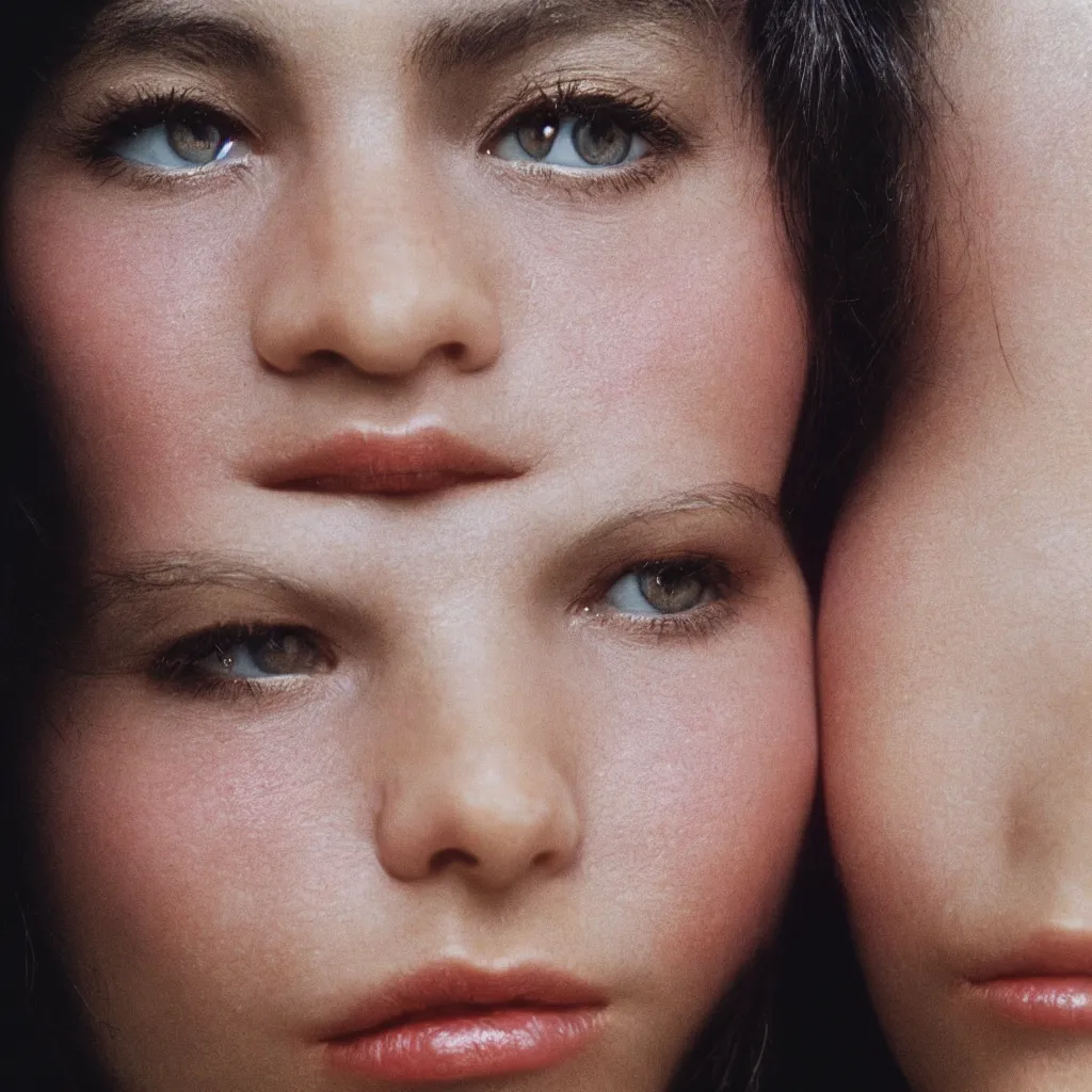 Image similar to closeup photo of a beautiful woman face, 8 0 mm lens, by martin schoeller, hyper realistic, fujifilm velvia 1 0 0