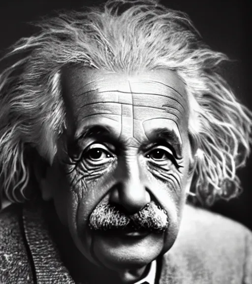 Image similar to high quality colored portrait of albert einstein, professional lighting, high detail, dslr, 8 k