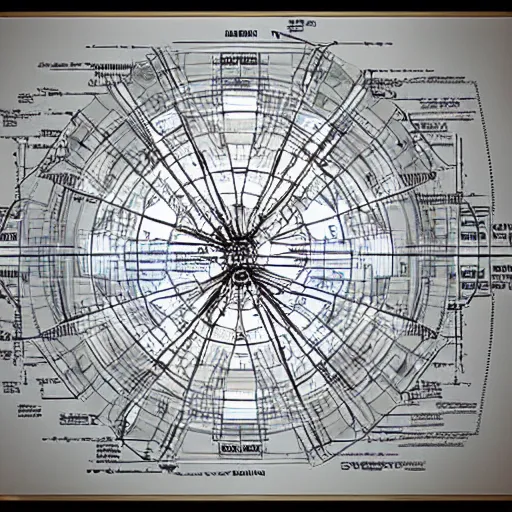 Image similar to synchrotron's blueprint as Da Vinci sketch