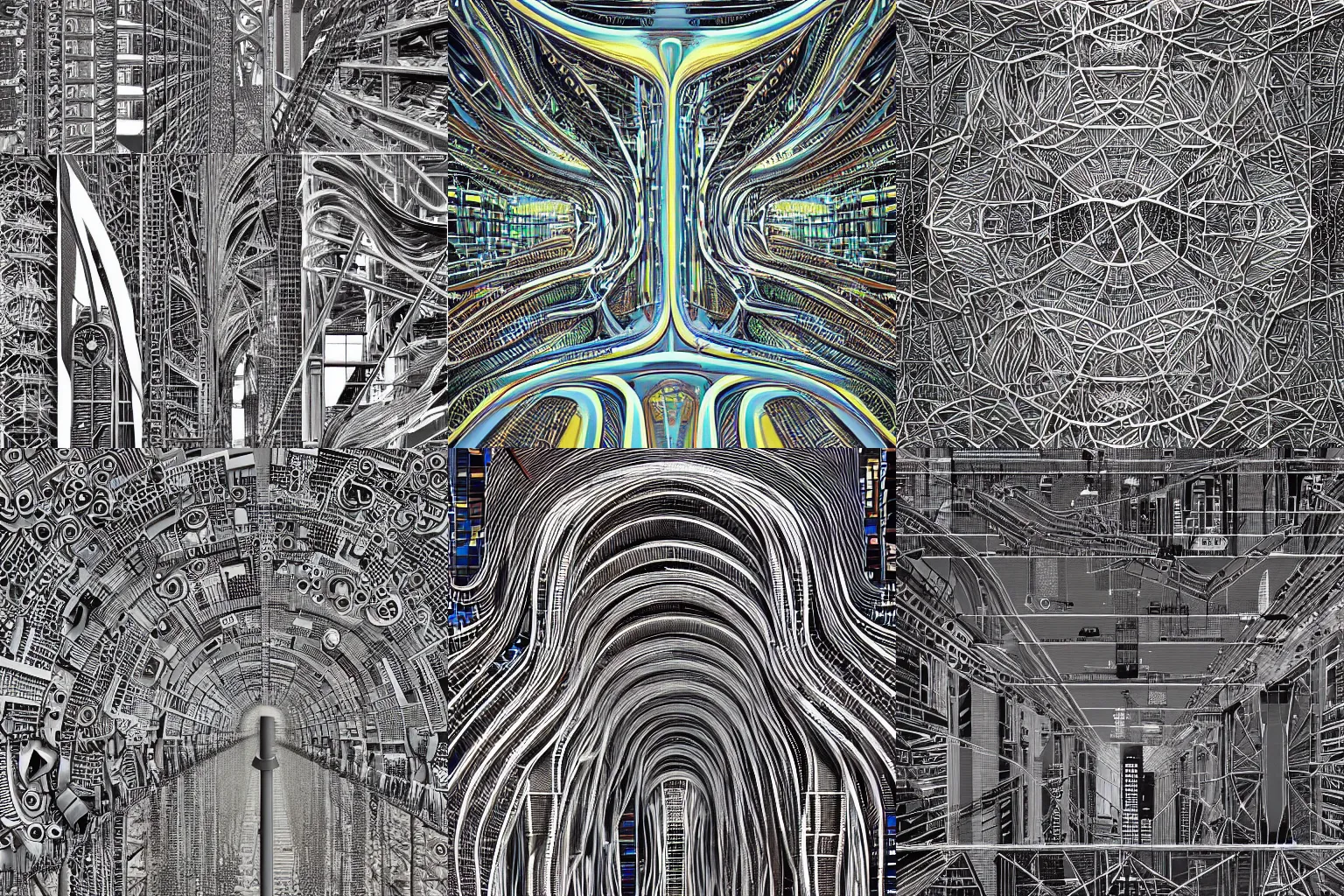 Prompt: The infrastructure of humanity, beautiful, detailed, digital art.