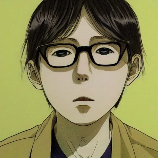 Image similar to a portait of a boy from inio asano manga good night pun pun, detailed